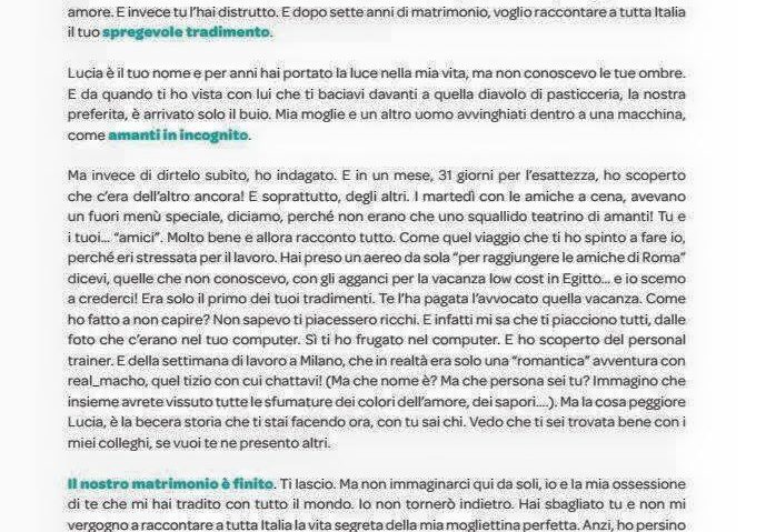 A cumpărat o pagină din Corriere della Sera pentru a-și demasca soția de infidelitate A cumpărat o pagină din Corriere della Sera pentru a-și demasca soția de infidelitate