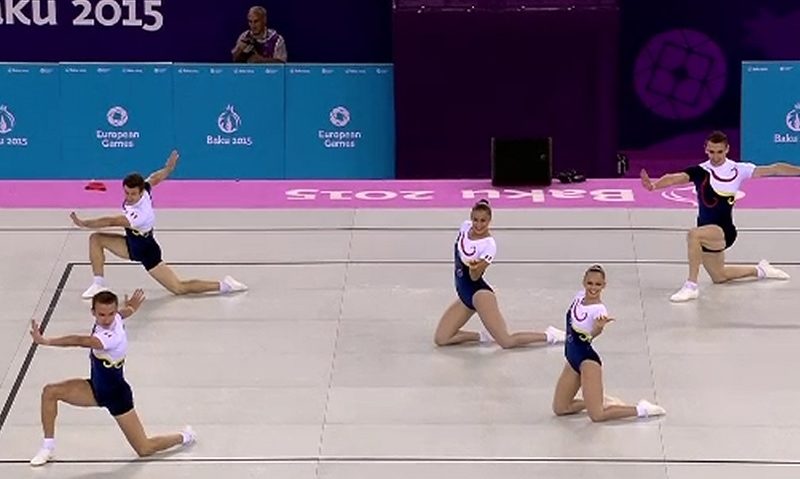 Argint pentru echipa de gimnastică aerobică a României, la Baku