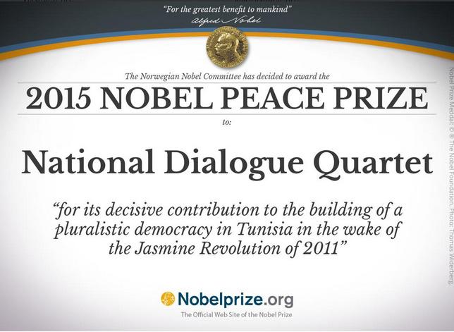 Nobelul pentru Pace merge în Tunisia Nobelul pentru Pace merge în Tunisia