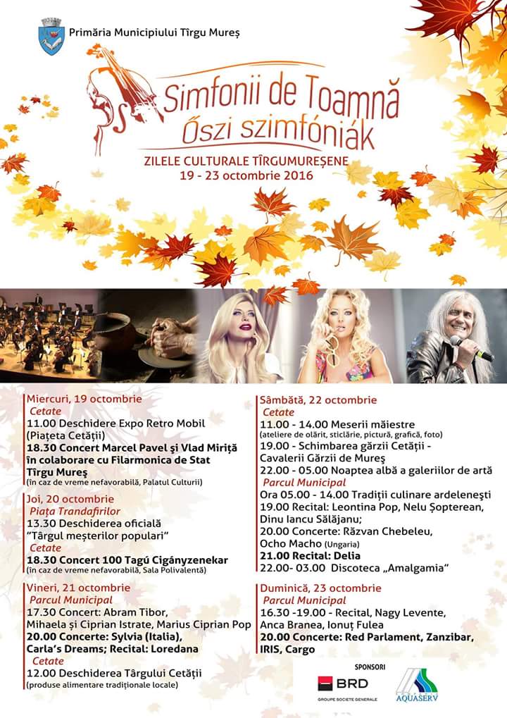 Simfoniile toamnei și Festivalul vinului continuă la Tîrgu-Mureș