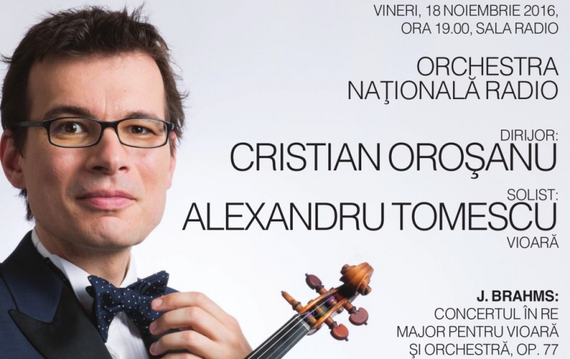 Alexandru Tomescu cântă celebrul concert de Brahms la Sala Radio