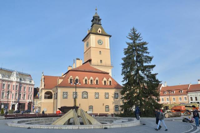 A ajuns Bradul de Crăciun în Piața Sfatului din Brașov