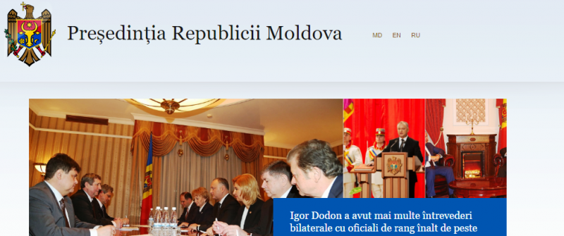 Limba română a devenit limba moldovenească pe pagina de Internet a Preşedinţiei Republicii Moldova