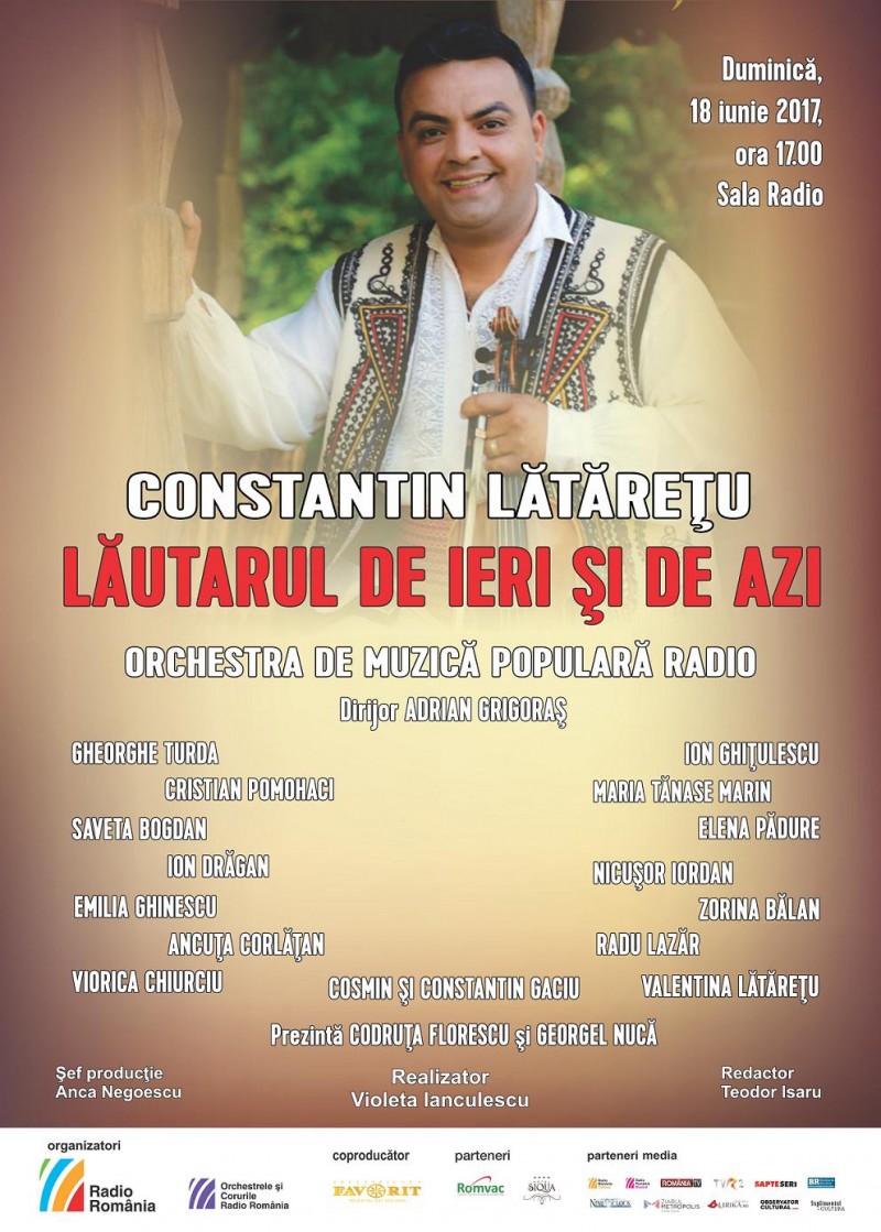 Lăutarul de ieri şi de azi – concert şi lansare de CD Constantin Lătăreţu