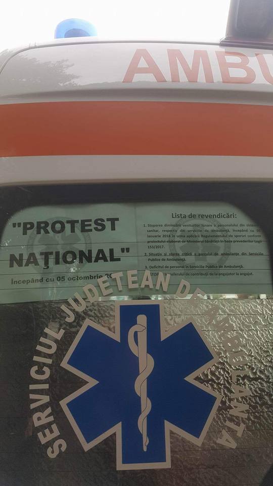 Federaţia Sindicală Ambulanţa declanșează azi un protest naţional