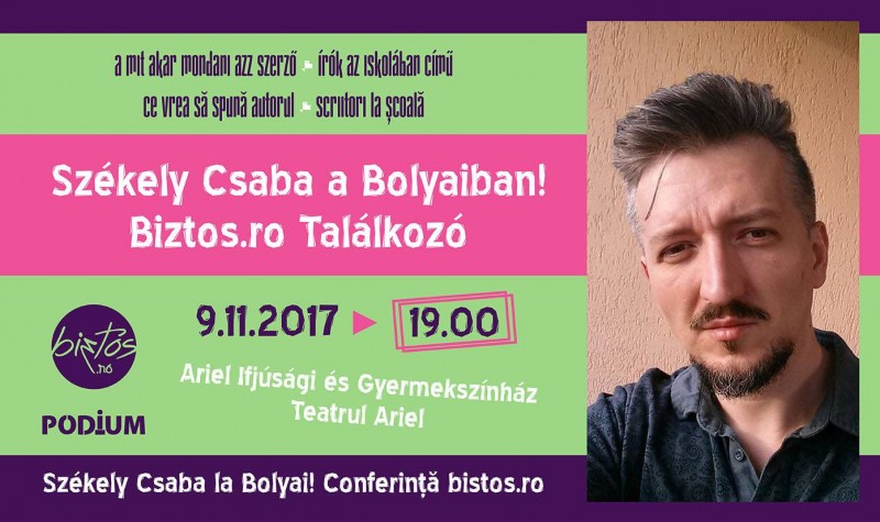 Ce vrea să spună autorul. Székely Csaba la Bolyai! Conferință bistos.ro