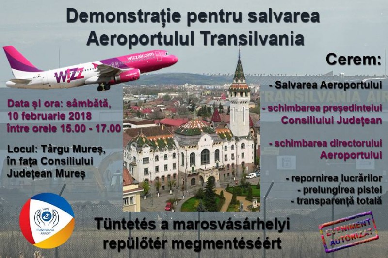 Mureșenii, în stradă pentru salvarea Aeroportului Transilvania