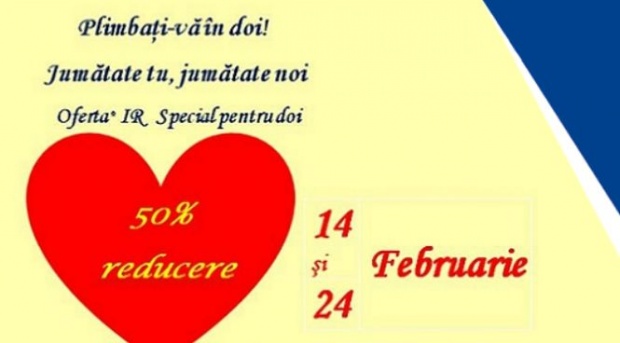 CFR Călători oferă reduceri de Valentine’s Day şi de Dragobete