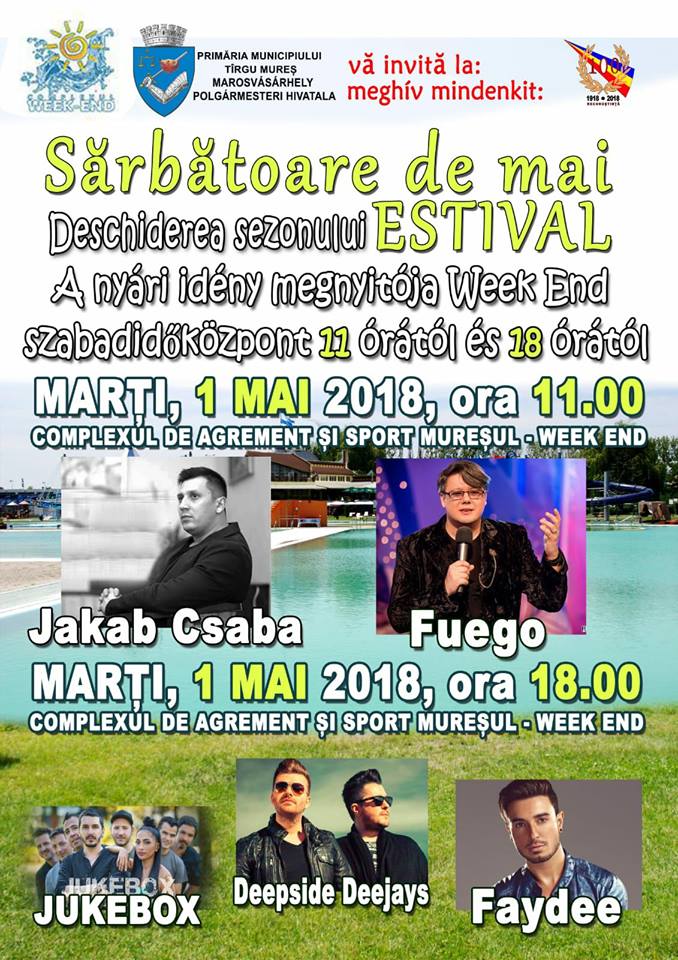 Smiley, Fuego și Faydee, în week-endul prelungit de 1 Mai, la Tg Mureș