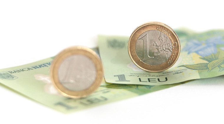 Leul s-a apreciat uşor în raport cu euro
