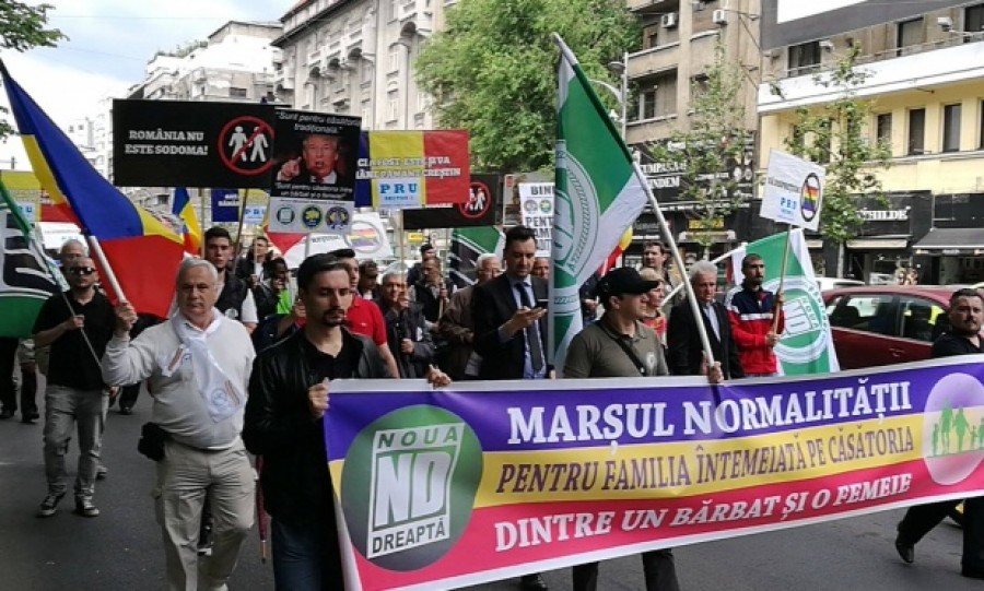 Ieri, în capitală a avut loc Marşul Normalităţii, orgnizat de Noua Dreaptă, la care au participat peste 150 de persoane