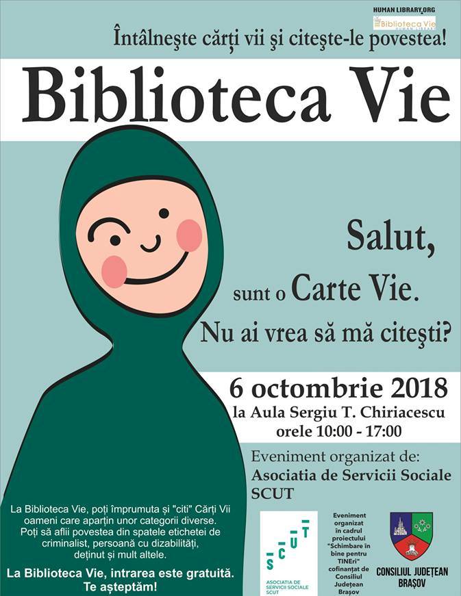 Cititorii brașoveni vor putea răsfoi cărţi-oameni în cadrul Bibliotecii Vii