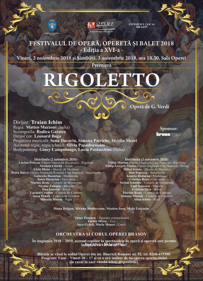Opera verdiană Rigoletto, pe scena Operei Brașov