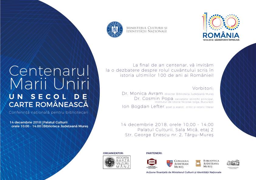 Un secol de carte românească, la Biblioteca Județeană Mureș