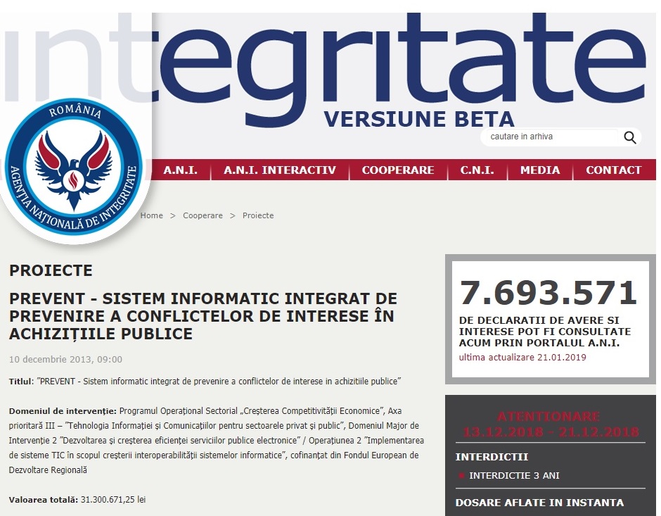 ANI a emis, în 2018, prin sistemul PREVENT, aproape 70 de avertismente