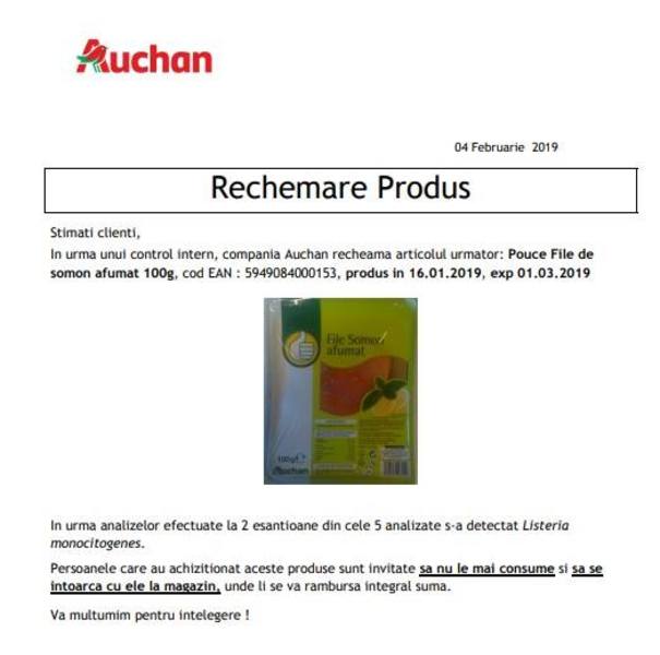 Suspiciuni de contaminare cu Listeria la file de somon afumat