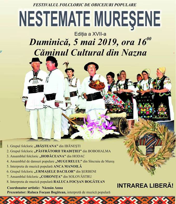 Nestematele folclorice mureșene se reunesc în comuna Nazna!