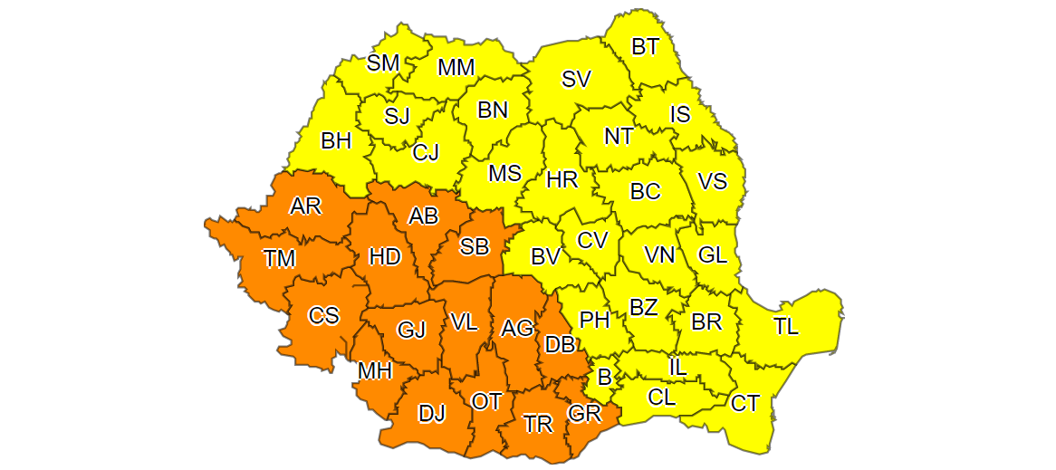 UPDATE: Cod galben de instabilitate atmosferică în Transilvania