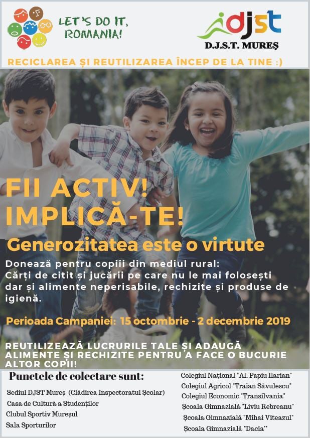 Colectă de cărți, rechizite și alimente pentru copiii nevoiași