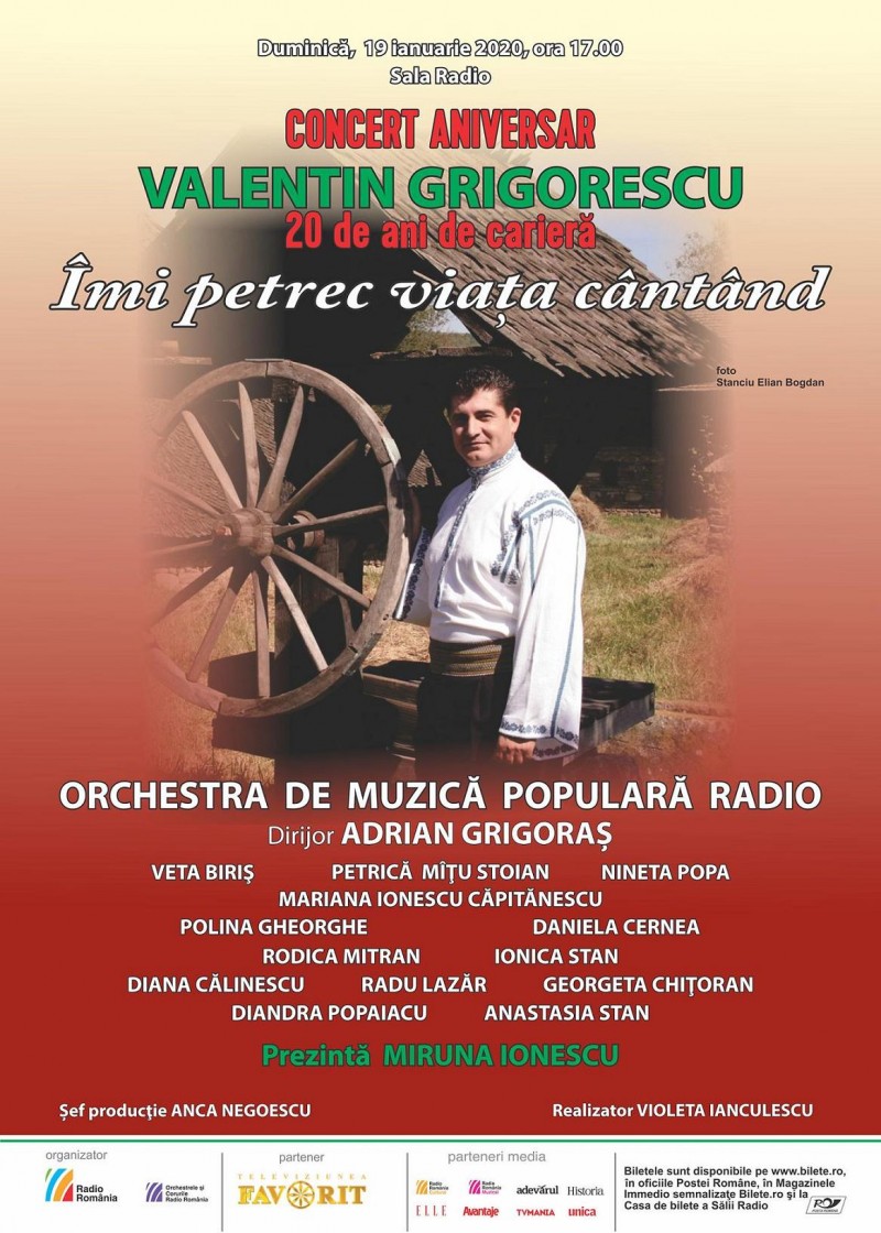 Îmi petrec viaţa cântând – concert folcloric aniversar Valentin Grigorescu, la Sala Radio