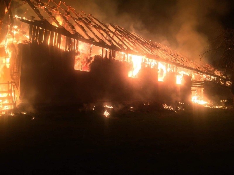 Incendiu puternic la un grajd cu 100 de oi din Harghita