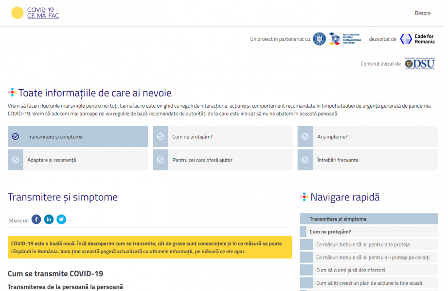 O nouă platformă online din ecosistemul de luptă contra efectelor COVID-19