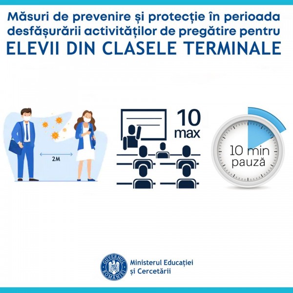 Noi reguli de prevenirea îmbolnăvirilor de COVID 19 în învățământ