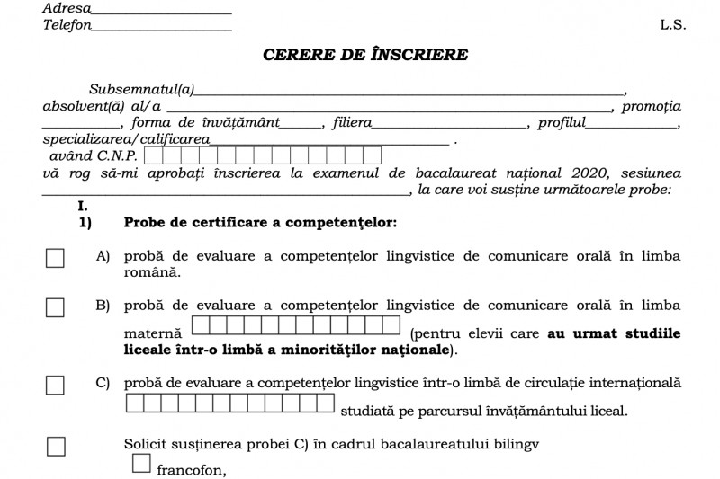 Încep înscrierile pentru prima sesiune a examenului de Bacalaureat