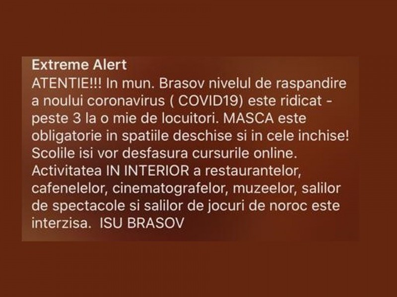 Municipiul Brașov a intrat luni în scenariul roșu