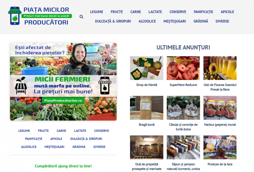 Piață online pentru micii producători din țară Piață online pentru micii producători din țară