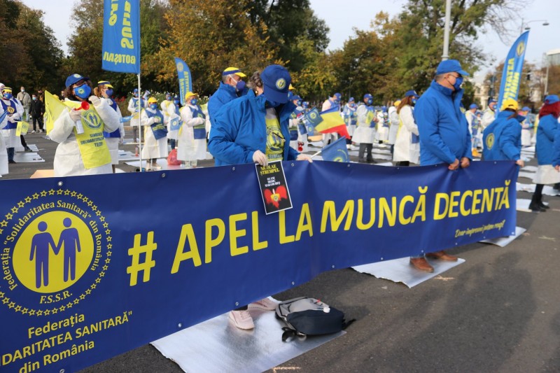 Federaţia Solidaritatea Sanitară organizează un nou protest în Piaţa Victoriei