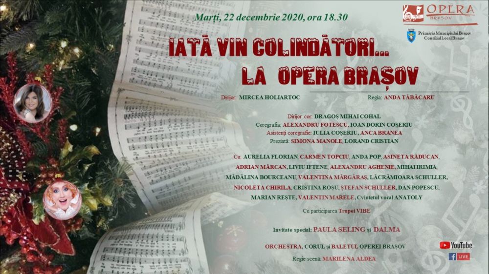 Opera Brașov va difuza spectacolul său de colinde pe internet