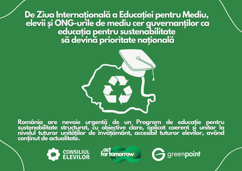 De Ziua Internațională a Educației pentru Mediu, elevii cer educație pentru sustenabilitate