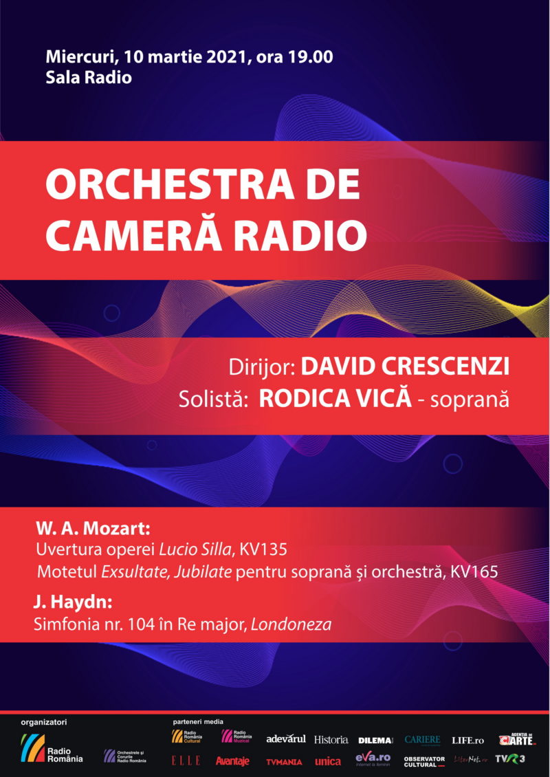 Soprana Rodica Vică interpretează Mozart pe scena Sălii Radio – concert fără public, transmis LIVE