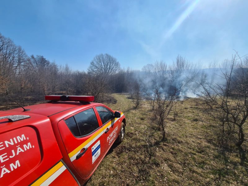 Puternic incendiu de vegetație, în localitatea mureșeană Săcădat