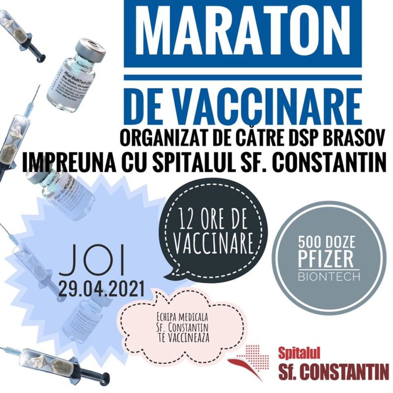 Peste 10.000 de locuri disponibile la vaccinare în Brașov