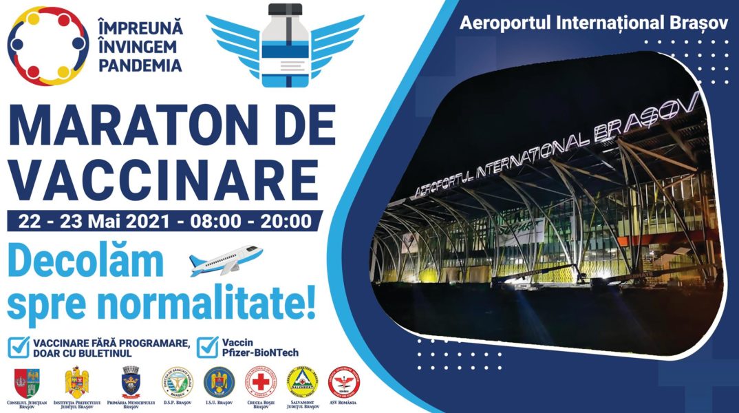 Maraton de vaccinare anti-COVID la Aeroportul Internațional Brașov