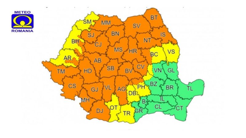 Cod portocaliu de ploi abundente, la Braşov