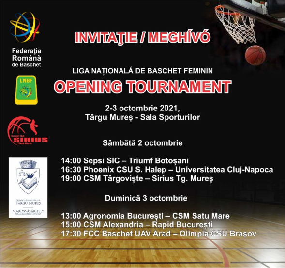 La Târgu Mureș începe Liga Națională de baschet feminin