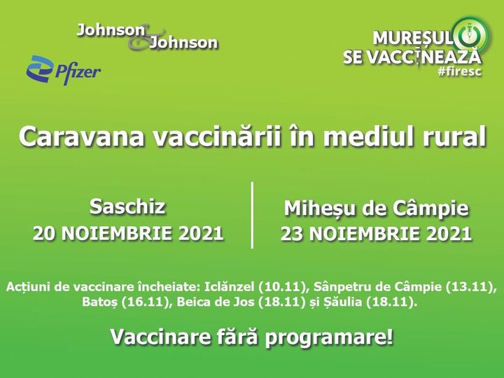 Caravana vaccinării continuă în județul Mureș