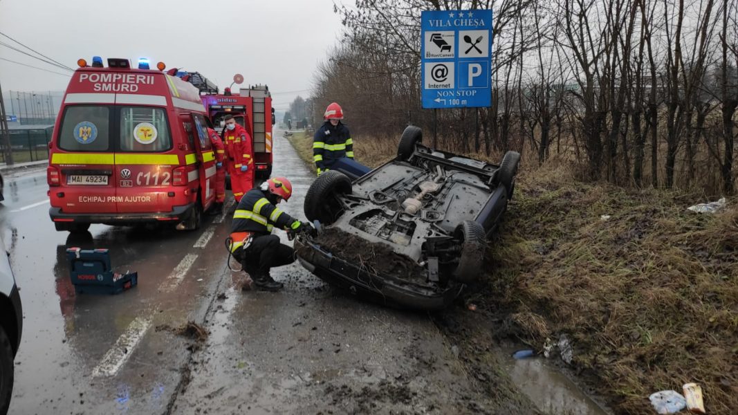Accident rutier în Corunca, pe E60