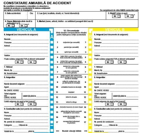 Conducătorii auto implicaţi într-un accident rutier vor putea completa şi electronic formularul de constatare amiabilă