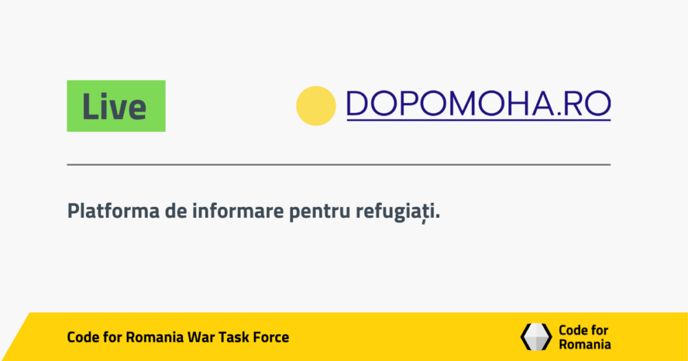 Specialiştii în IT reuniţi în Asociaţia Code for Romania au lansat platforma informatică „Dopomoha.ro”, în sprijinul refugiaţilor din Ucraina