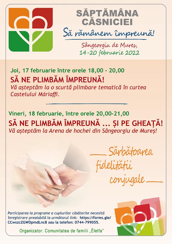 De luni, la Sângeorgiu de Mureș, începe ”Săptămâna Căsniciei”