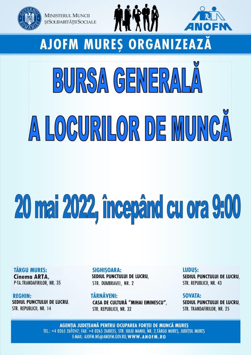 Săptămâna aceasta va avea loc Bursa Generală a Locurilor de Muncă Săptămâna aceasta va avea loc Bursa Generală a Locurilor de Muncă
