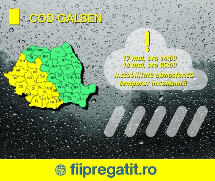 Urmează două zile cu instabilitate atmosferică în aproape toată țara