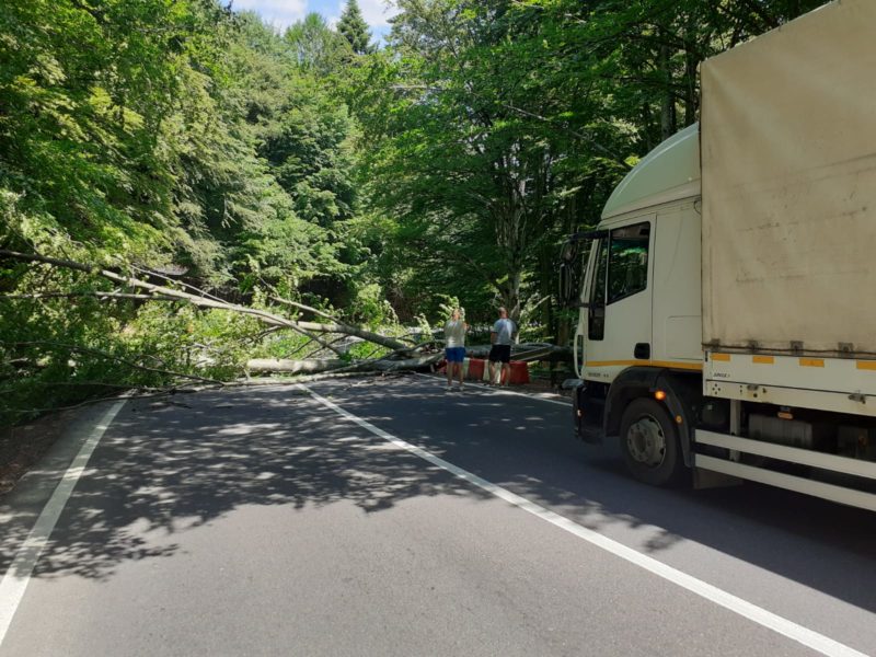 Trafic blocat pe DN11, în zona Oituz