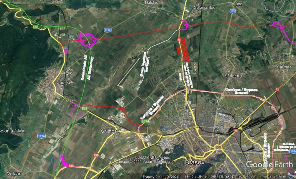 DRDP Brașov propune o legătură între Ocolitoarea Brașovului, Aeroportul Ghimbav și viitoarele autostrăzi
