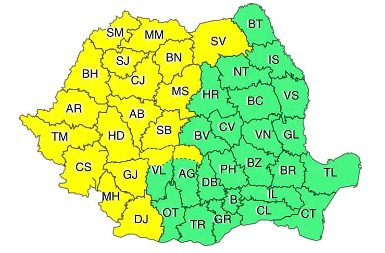 Meteorologii au actualizat și prelungit codul galben de vreme severă
