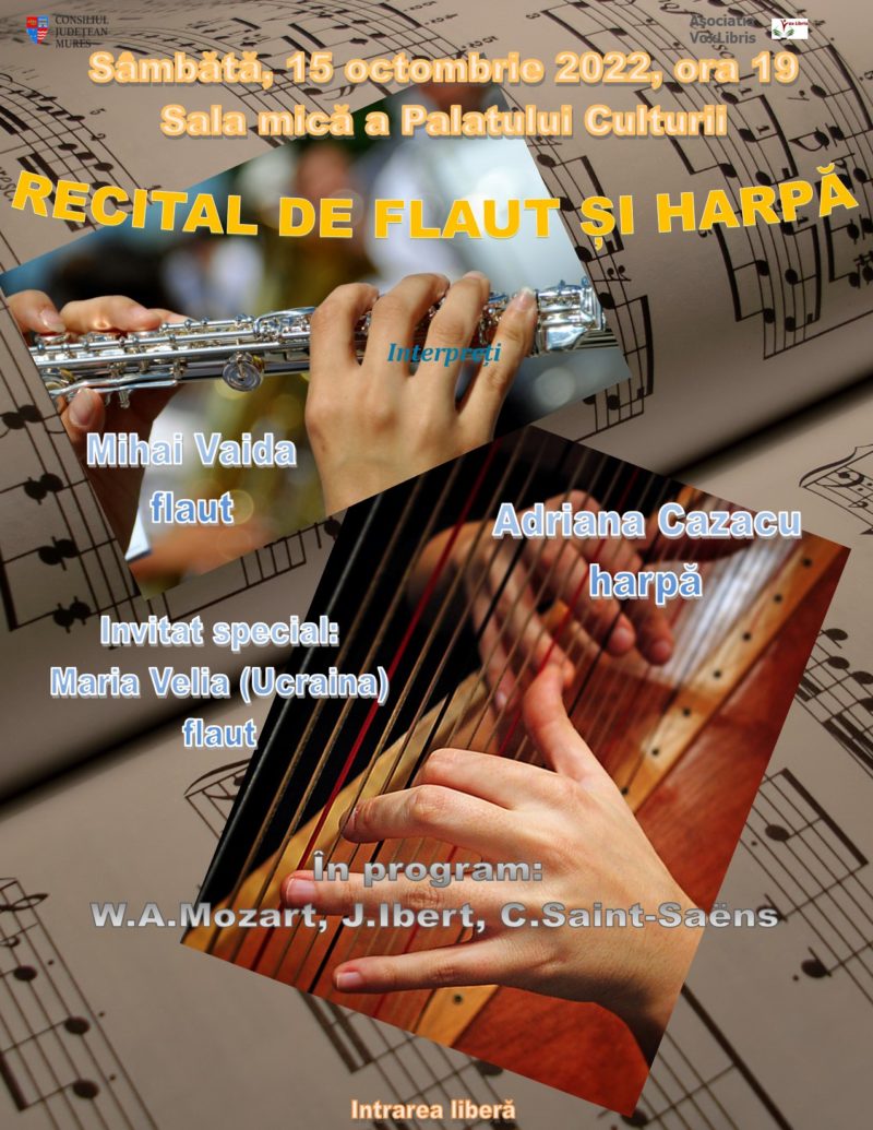 Recital de flaut și harpă la Palatul Culturii din Tg.Mureș
